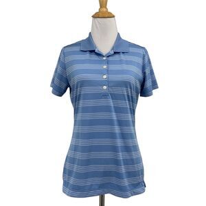 Nike Polo Shirt Womens S Small Sky Blue Golf Dri Fit Tour Performance Striped